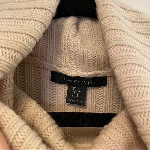 Tahari Sleeveless Cream Cowl Neck Sweater - Picture 3 of 6